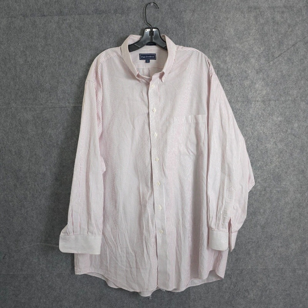 Paul Fredrick Tailored Fit Shirt Button Down Mens 18 Long Sleeve Pink Flip Cuff